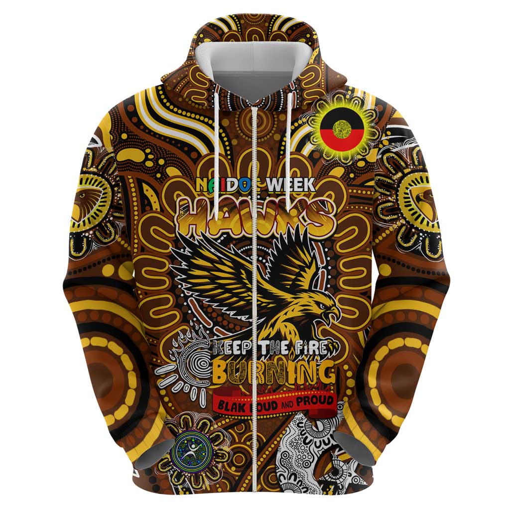 Custom Hawthorn Hawks NAIDOC Week 2024 Zip Hoodie Mascot Football