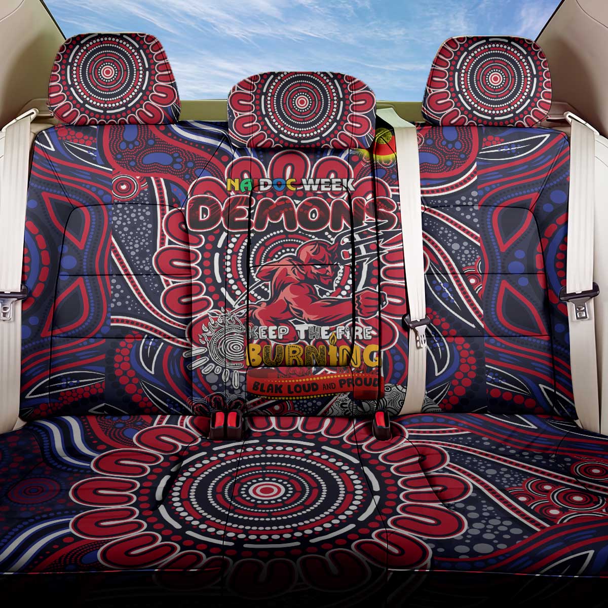 Melbourne Demons NAIDOC Week 2024 Back Car Seat Cover Mascot Football