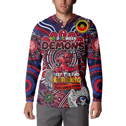 Custom Melbourne Demons NAIDOC Week 2024 Button Sweatshirt Mascot Football