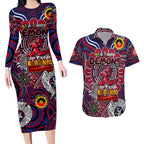 Custom Melbourne Demons NAIDOC Week 2024 Couples Matching Long Sleeve Bodycon Dress and Hawaiian Shirt Mascot Football