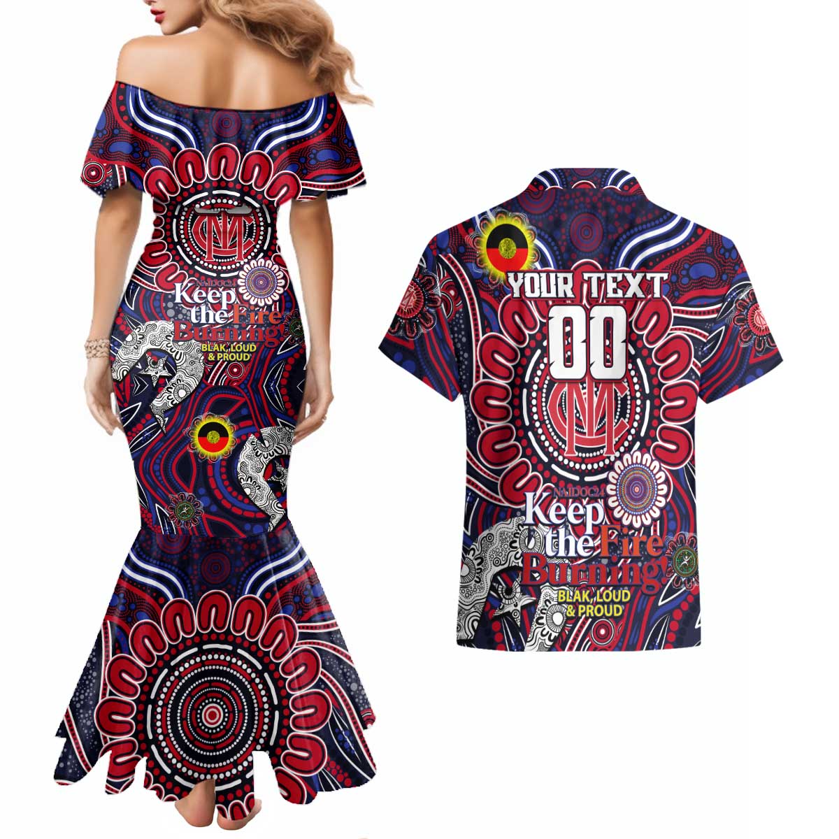 Custom Melbourne Demons NAIDOC Week 2024 Couples Matching Mermaid Dress and Hawaiian Shirt Mascot Football