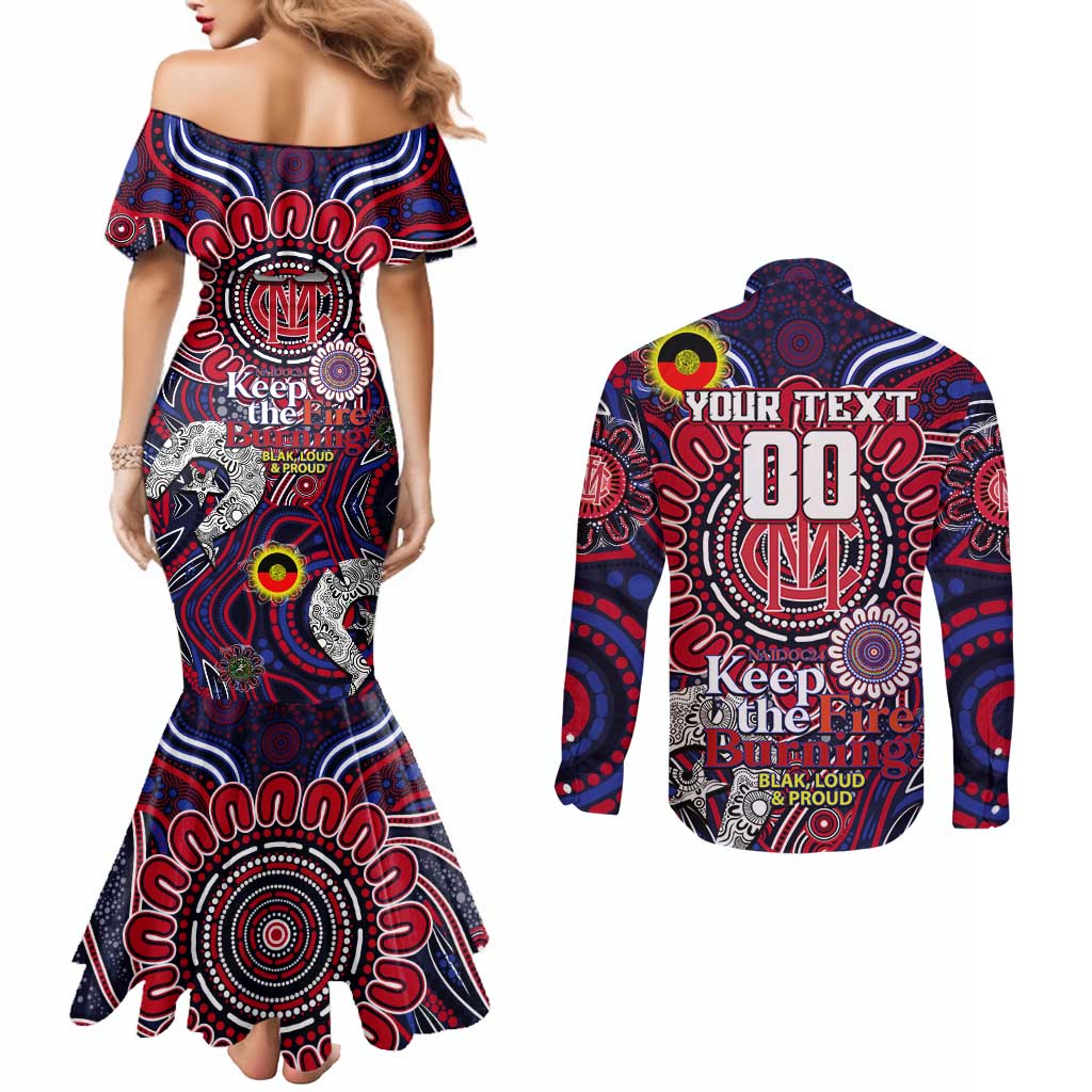 Custom Melbourne Demons NAIDOC Week 2024 Couples Matching Mermaid Dress and Long Sleeve Button Shirt Mascot Football