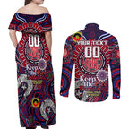 Custom Melbourne Demons NAIDOC Week 2024 Couples Matching Off Shoulder Maxi Dress and Long Sleeve Button Shirt Mascot Football