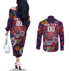 Custom Melbourne Demons NAIDOC Week 2024 Couples Matching Off The Shoulder Long Sleeve Dress and Long Sleeve Button Shirt Mascot Football