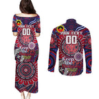 Custom Melbourne Demons NAIDOC Week 2024 Couples Matching Puletasi and Long Sleeve Button Shirt Mascot Football