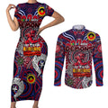Custom Melbourne Demons NAIDOC Week 2024 Couples Matching Short Sleeve Bodycon Dress and Long Sleeve Button Shirt Mascot Football