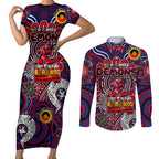 Custom Melbourne Demons NAIDOC Week 2024 Couples Matching Short Sleeve Bodycon Dress and Long Sleeve Button Shirt Mascot Football