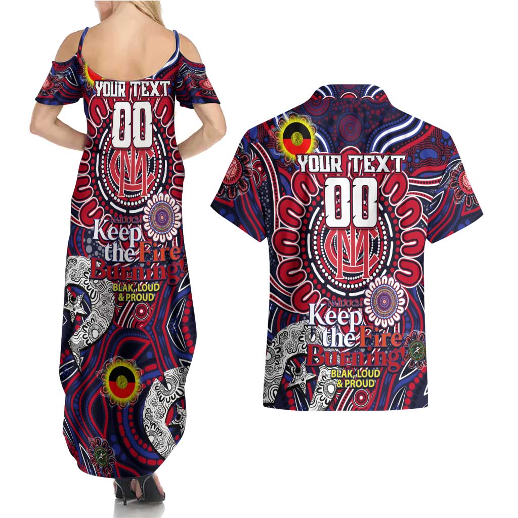 Custom Melbourne Demons NAIDOC Week 2024 Couples Matching Summer Maxi Dress and Hawaiian Shirt Mascot Football