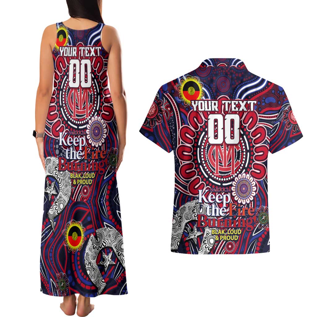 Custom Melbourne Demons NAIDOC Week 2024 Couples Matching Tank Maxi Dress and Hawaiian Shirt Mascot Football