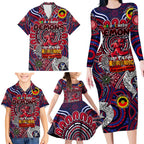 Custom Melbourne Demons NAIDOC Week 2024 Family Matching Long Sleeve Bodycon Dress and Hawaiian Shirt Mascot Football