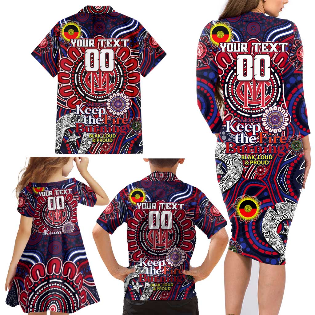 Custom Melbourne Demons NAIDOC Week 2024 Family Matching Long Sleeve Bodycon Dress and Hawaiian Shirt Mascot Football