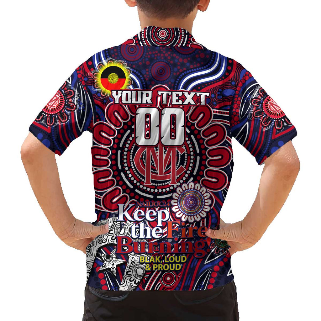 Custom Melbourne Demons NAIDOC Week 2024 Family Matching Off The Shoulder Long Sleeve Dress and Hawaiian Shirt Mascot Football