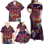 Custom Melbourne Demons NAIDOC Week 2024 Family Matching Off Shoulder Maxi Dress and Hawaiian Shirt Mascot Football