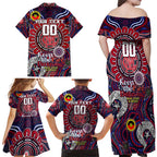 Custom Melbourne Demons NAIDOC Week 2024 Family Matching Off Shoulder Maxi Dress and Hawaiian Shirt Mascot Football