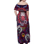 Custom Melbourne Demons NAIDOC Week 2024 Family Matching Off Shoulder Maxi Dress and Hawaiian Shirt Mascot Football