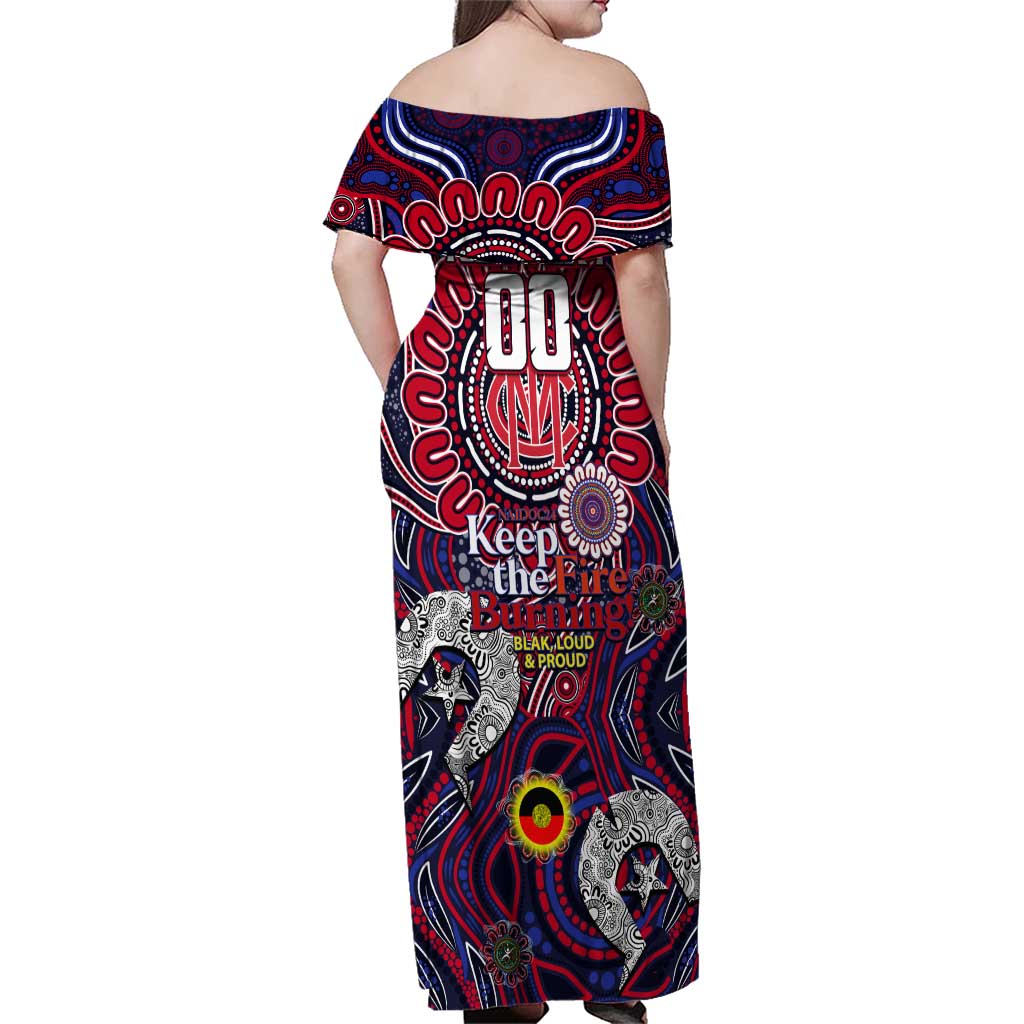 Custom Melbourne Demons NAIDOC Week 2024 Family Matching Off Shoulder Maxi Dress and Hawaiian Shirt Mascot Football