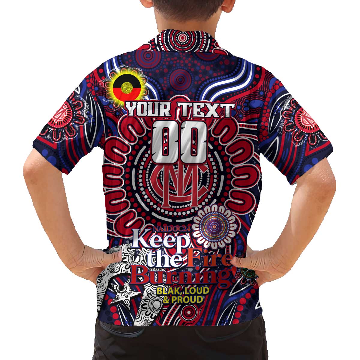 Custom Melbourne Demons NAIDOC Week 2024 Family Matching Off Shoulder Short Dress and Hawaiian Shirt Mascot Football