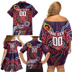 Custom Melbourne Demons NAIDOC Week 2024 Family Matching Off Shoulder Short Dress and Hawaiian Shirt Mascot Football