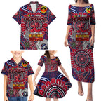 Custom Melbourne Demons NAIDOC Week 2024 Family Matching Puletasi and Hawaiian Shirt Mascot Football