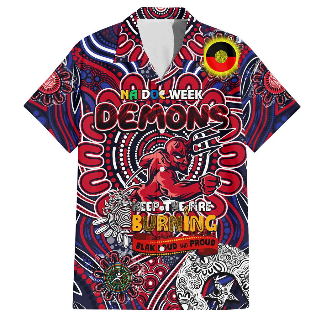Custom Melbourne Demons NAIDOC Week 2024 Family Matching Puletasi and Hawaiian Shirt Mascot Football