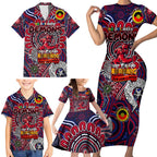 Custom Melbourne Demons NAIDOC Week 2024 Family Matching Short Sleeve Bodycon Dress and Hawaiian Shirt Mascot Football