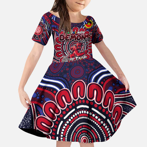 Custom Melbourne Demons NAIDOC Week 2024 Kid Short Sleeve Dress Mascot Football
