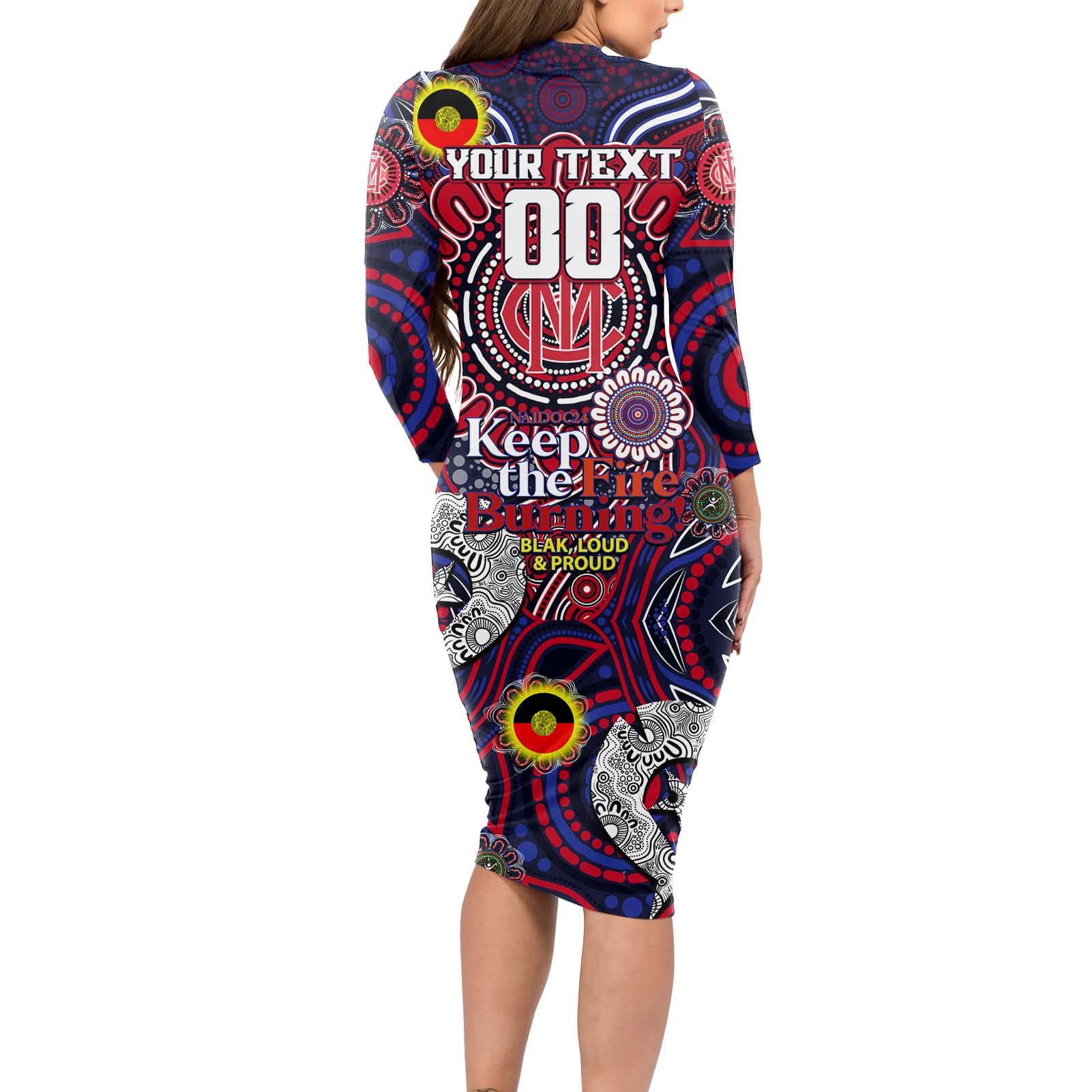 Custom Melbourne Demons NAIDOC Week 2024 Long Sleeve Bodycon Dress Mascot Football