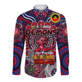 Custom Melbourne Demons NAIDOC Week 2024 Long Sleeve Button Shirt Mascot Football