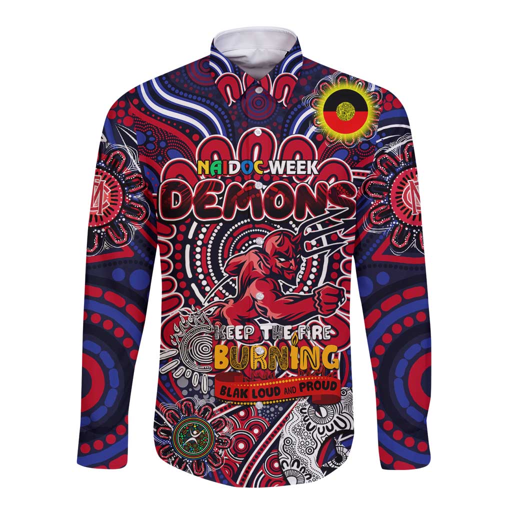 Custom Melbourne Demons NAIDOC Week 2024 Long Sleeve Button Shirt Mascot Football