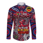 Custom Melbourne Demons NAIDOC Week 2024 Long Sleeve Button Shirt Mascot Football