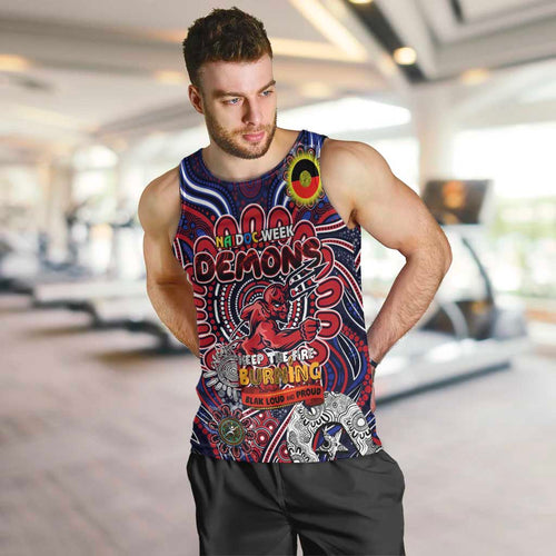 Custom Melbourne Demons NAIDOC Week 2024 Men Tank Top Mascot Football