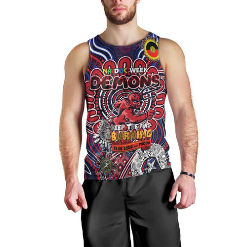 Custom Melbourne Demons NAIDOC Week 2024 Men Tank Top Mascot Football