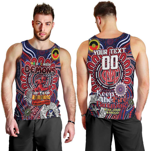 Custom Melbourne Demons NAIDOC Week 2024 Men Tank Top Mascot Football