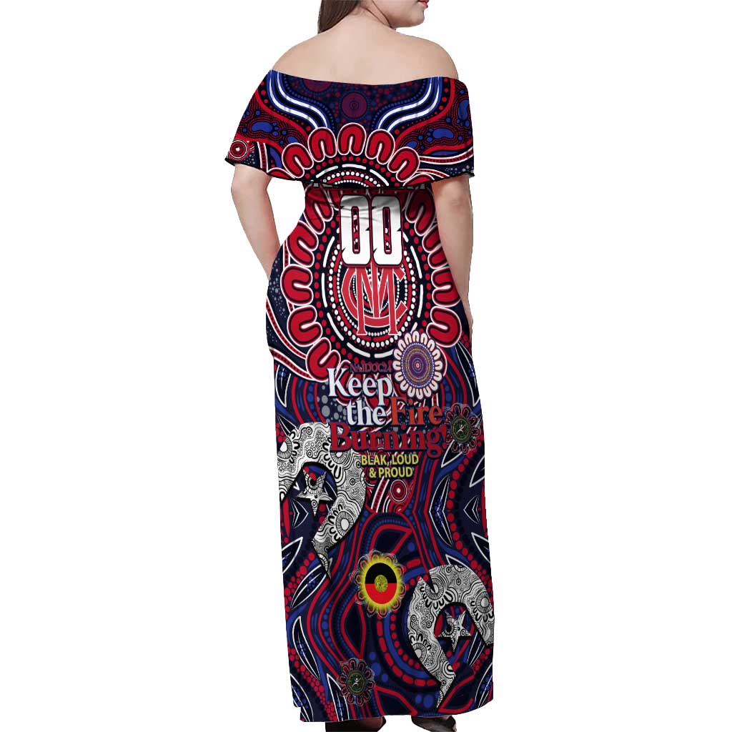 Custom Melbourne Demons NAIDOC Week 2024 Off Shoulder Maxi Dress Mascot Football
