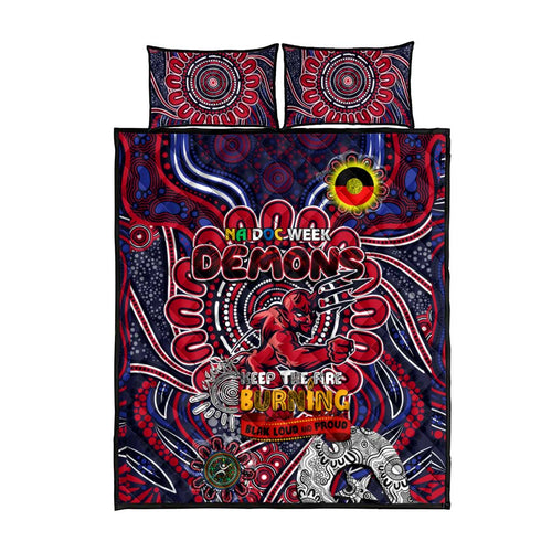 Melbourne Demons NAIDOC Week 2024 Quilt Bed Set Mascot Football