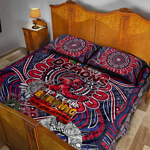 Melbourne Demons NAIDOC Week 2024 Quilt Bed Set Mascot Football