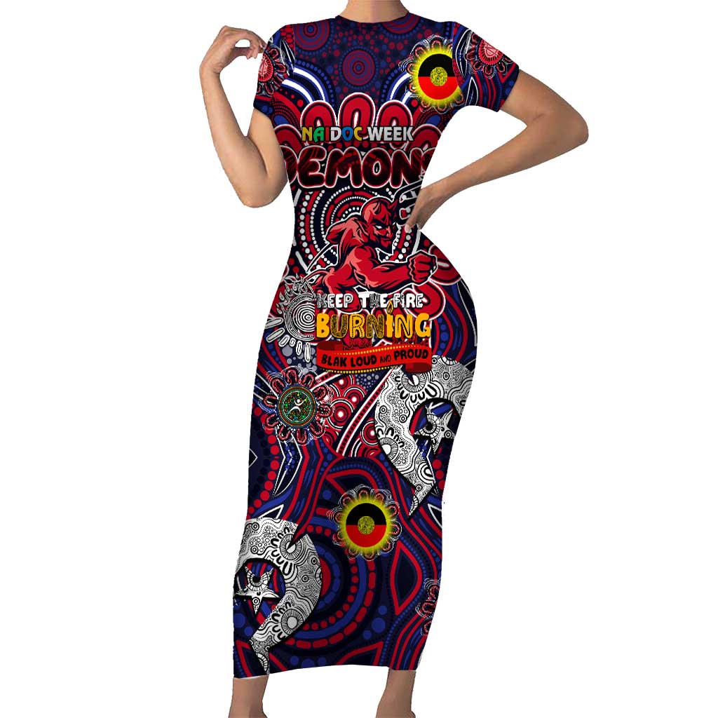 Custom Melbourne Demons NAIDOC Week 2024 Short Sleeve Bodycon Dress Mascot Football