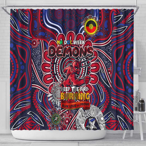 Melbourne Demons NAIDOC Week 2024 Shower Curtain Mascot Football