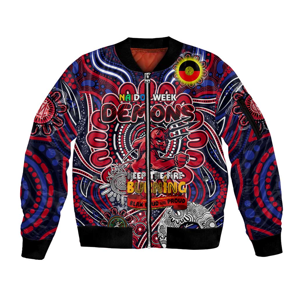 Custom Melbourne Demons NAIDOC Week 2024 Sleeve Zip Bomber Jacket Mascot Football
