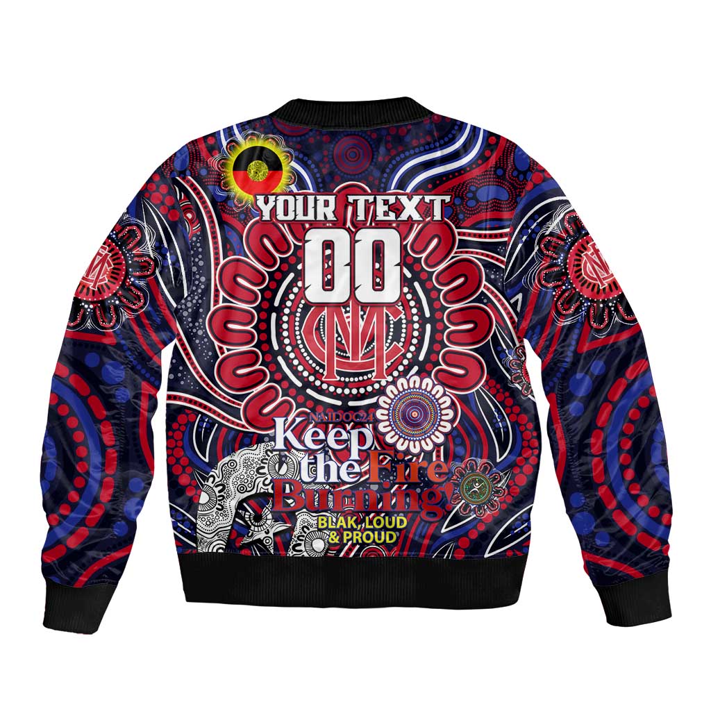 Custom Melbourne Demons NAIDOC Week 2024 Sleeve Zip Bomber Jacket Mascot Football