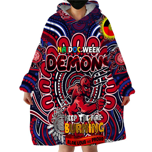 Custom Melbourne Demons NAIDOC Week 2024 Wearable Blanket Hoodie Mascot Football