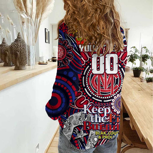 Custom Melbourne Demons NAIDOC Week 2024 Women Casual Shirt Mascot Football