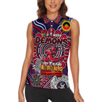 Custom Melbourne Demons NAIDOC Week 2024 Women Sleeveless Polo Shirt Mascot Football