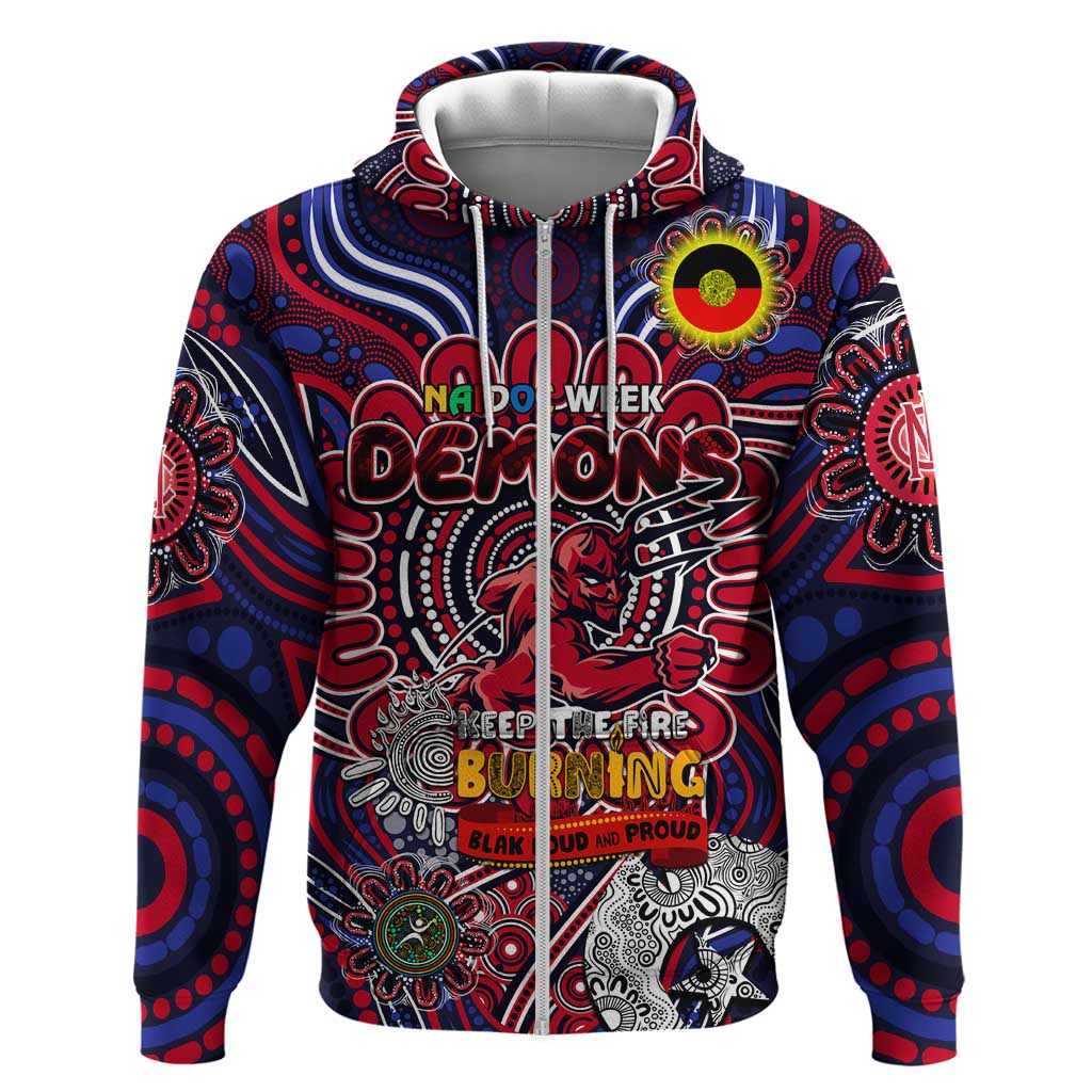 Custom Melbourne Demons NAIDOC Week 2024 Zip Hoodie Mascot Football