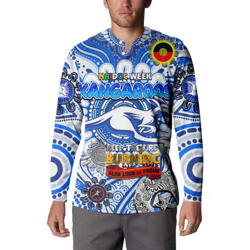 Custom North Melbourne Kangaroos NAIDOC Week 2024 Button Sweatshirt Mascot Football