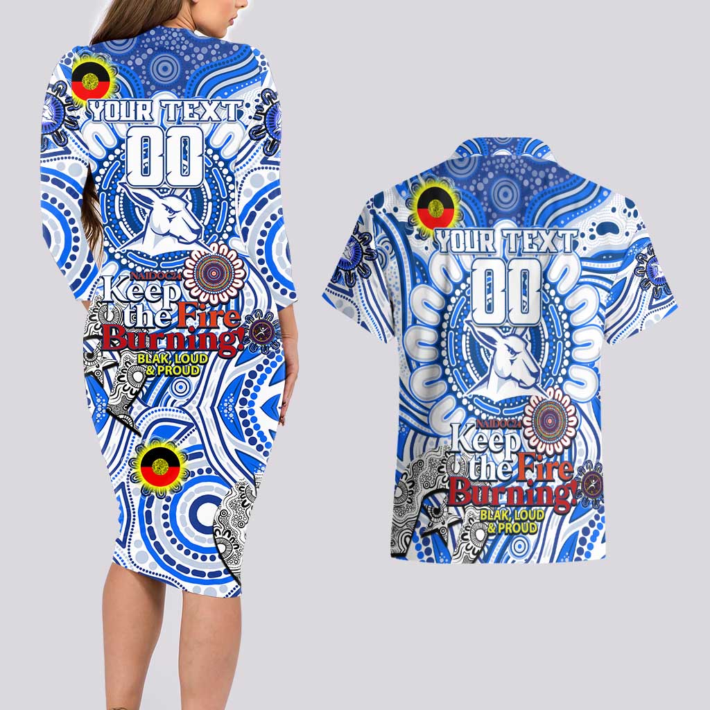 Custom North Melbourne Kangaroos NAIDOC Week 2024 Couples Matching Long Sleeve Bodycon Dress and Hawaiian Shirt Mascot Football