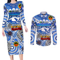 Custom North Melbourne Kangaroos NAIDOC Week 2024 Couples Matching Long Sleeve Bodycon Dress and Long Sleeve Button Shirt Mascot Football