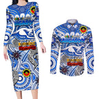 Custom North Melbourne Kangaroos NAIDOC Week 2024 Couples Matching Long Sleeve Bodycon Dress and Long Sleeve Button Shirt Mascot Football