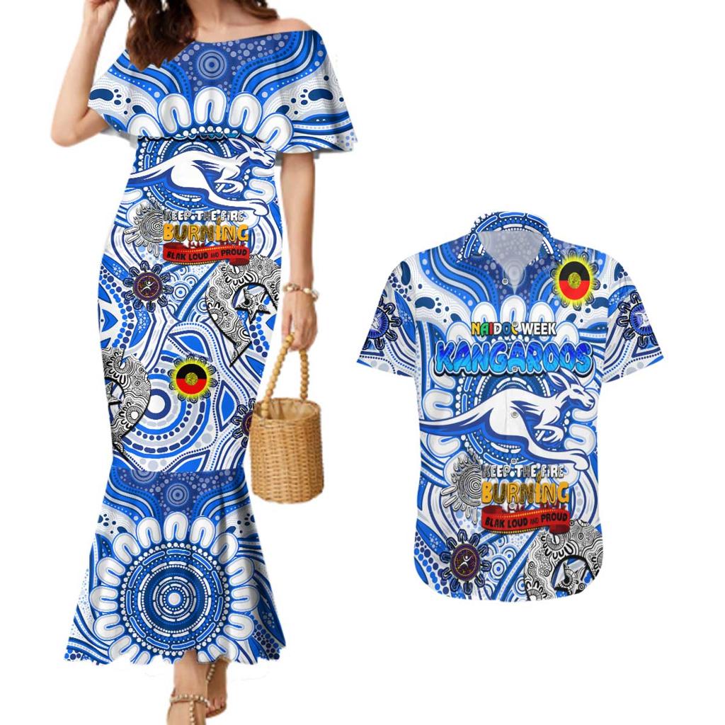 Custom North Melbourne Kangaroos NAIDOC Week 2024 Couples Matching Mermaid Dress and Hawaiian Shirt Mascot Football