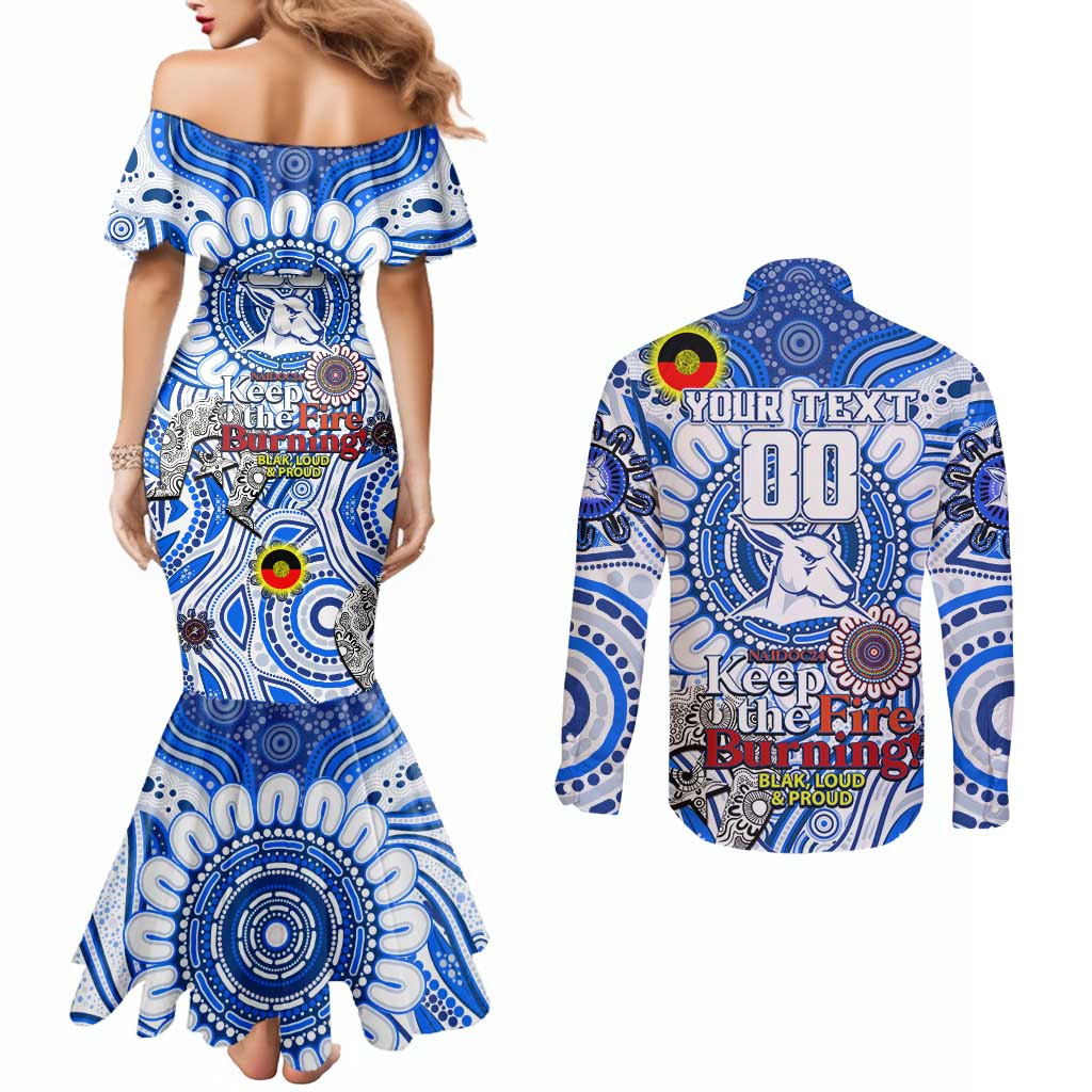 Custom North Melbourne Kangaroos NAIDOC Week 2024 Couples Matching Mermaid Dress and Long Sleeve Button Shirt Mascot Football